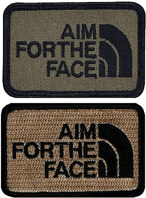 #ad Aim for the Face Embroidered Morale Patch 2PC Bundle Hook Backing $11.99