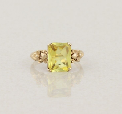 #ad 10k Yellow Gold Lab Created Yellow Sapphire Size 6 1 4 $225.25