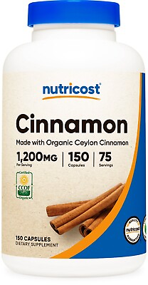 #ad Nutricost Organic Cinnamon Ceylon Cinnamon 1200mg Serving 150 Capsules $14.98