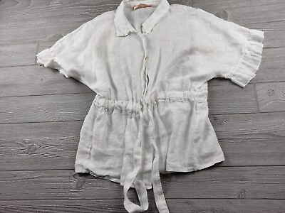 #ad Scandal Linen shirt Front Tie Short Sleeve White Cute shirt size Unknown $16.99