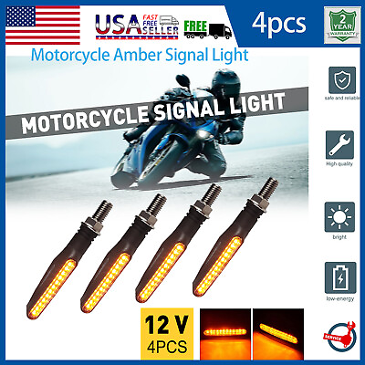 #ad Flexible Motorcycle 12 LED Amber Turn Bike Signal Indicators Blinker Lights $12.99