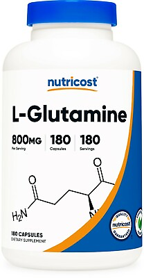#ad Nutricost L Glutamine 800mg 180 Capsules Gluten Free Non GMO High Quality $14.98