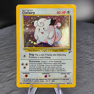 #ad Pokemon Base Set 2 BS2 6 130 LP Clefairy Trading Card Rare Collectible $6.97