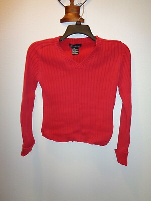 #ad No Boundaries Junior#x27;s Red V Neck Sweater Size XL $8.00