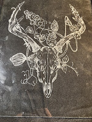 #ad Hand Etched Glass Mural Nature Themed Deer Head. Pagan Art Nature Art Deer Skull $45.00