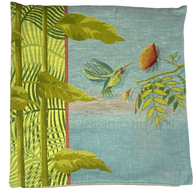 #ad ART de LYS Pillow Cover French Woven Tapestry Hummingbird 19quot; Square France New $54.99