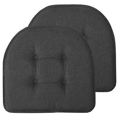 #ad U Shaped Memory Foam No Slip Back 16 x 16 Chair Pad Cushion 2 Pack Charcoal $22.38