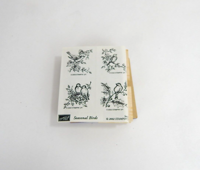 #ad Set of4 Stampin Up 2002 Seasonal Birds Rubber Stamps Plastic Box $10.50