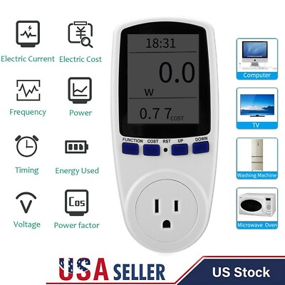 #ad #ad Digital Outlet Power Meter Energy Monitor Volt Watt Voltage Amps Socket Analyzer $12.75
