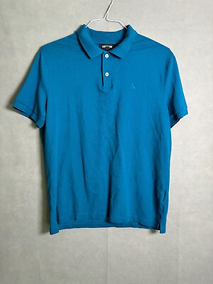 #ad Express Mens Blue Polo Shirt Collared Short Sleeve Size L $14.99