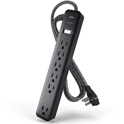#ad 6 Outlet Surge Protector Power Strip 6 ft Cord 1080J Power Surge Protector ... $20.62