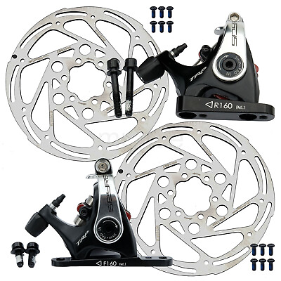 #ad TRP Spyre Flat FrontRear Bike Disc Brake Caliper Set Black Silver160 rotors $99.68