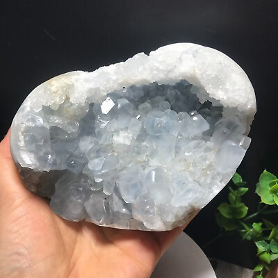 #ad 1175g Natural Blue Celestite Crystal Geode Cave heart Mineral Specimen Healing $139.00