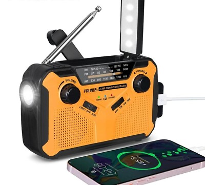 #ad Emergency NOAA Weather Radio 5 Way Powered: Solor Hand Crank USB AA Batteries $32.99