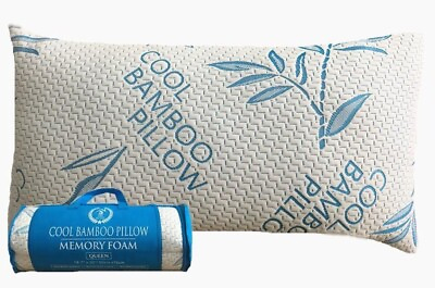 #ad Cool Bamboo Pillow Queen Memory Foam Gel Pillow Adjustable Neck Support  $19.99