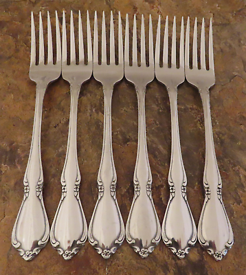 #ad Oneida Chateau 6 Dinner Forks Oneidacraft Deluxe Stainless Flatware Lot M $32.99