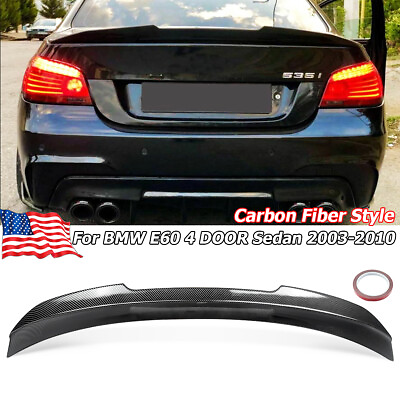 #ad FOR BMW 5 SERIES E60 2003 2010 REAR SPOILER WING LIP M4 STYLE CARBON FIBER LOOK $84.99