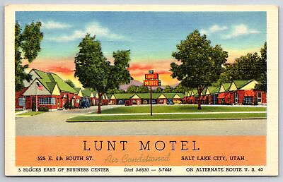#ad Salt Lake City Utah Lunt Motel Brick Cottages 4th S Street 1941 Linen Postcard $9.00