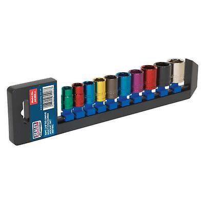 #ad Sealey 10pc Multi Coloured Metric Socket Set 10mm 19mm 6pt Set 3 8quot; Sq Drive GBP 22.14