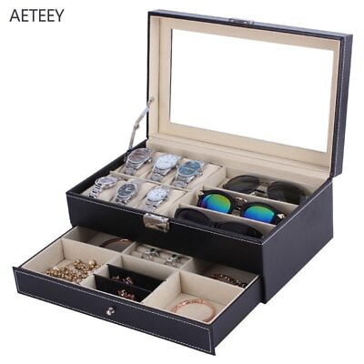 #ad Watch Glasses Jewelry Box Portable Multifunctional Watch Collection Box Storage $225.73
