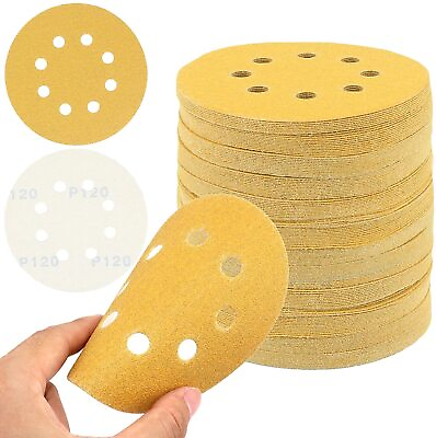 #ad 100 PACK 5 inch Sanding Discs 8 Hole Hook Loop Sander Orbital Sandpaper 40 1000 $27.99