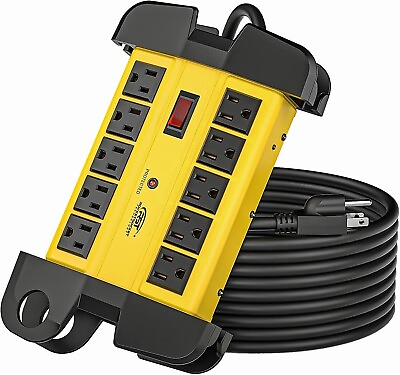 #ad 10 Outlet Heavy Duty Power Strip Metal Surge Protector with 15 Amps 15 Ft cord $26.59