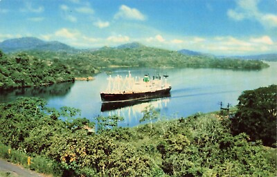 #ad Ship Passing Through Panama Canal Vintage Chrome PC Unposted $29.99