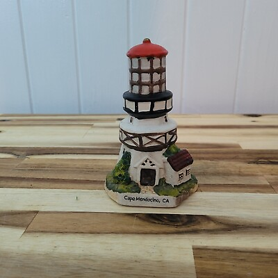#ad VTG Cape Mendocino Lighthouse Ceramic Figurine Hand Painted 6quot; Coastal Figure $18.99