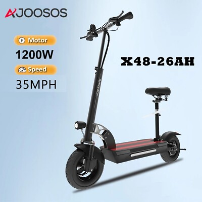 #ad 10 Inch Tires Electric Scooter City Commuter Folding E Scooter with Seat 48V 26A $937.99