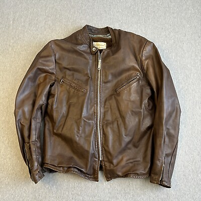 #ad VTG California Sportswear Californian Lined Leather Jacket Sz 40 Cafe Racer $160.00