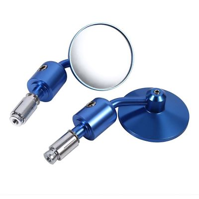 #ad New Blue Motorcycle CNC Aluminum Rear view Handle Bar End 7 8quot; Side Mirror Round AU $31.11