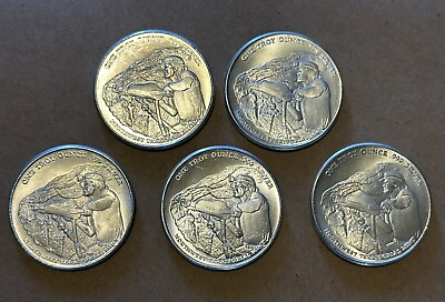 #ad 5 Piece Lot Of 1 Ounce .999 Silver Firefighter Rounds $155.15