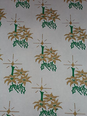 #ad VTG CHRISTMAS WRAPPING PAPER GIFT WRAP ART DECO CANDLE 2 YARDS $9.99