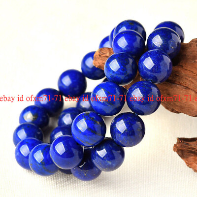 #ad 2pcs Huge Men#x27;s 6 8 10 12mm Natural Blue Lapis Lazuli Gemstone Stretch Bracelet $8.54