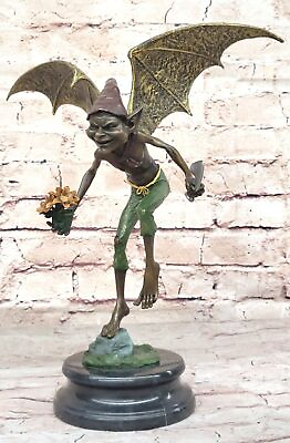 #ad Bronze Seated Goblin Pixie Elf Suitable for Garden or Indoor Use Home Deal $179.50