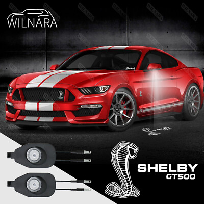 #ad 2X Upgrade For Ford Mustang Shebly GT 500 LED Puddle Lamp Mirror Logo Light Kit $107.99