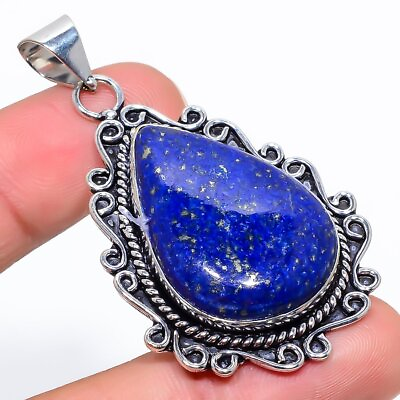 #ad Lapis Lazuli Handmade Festival Ethnic Gemstone 925 Silver Jewelry Pendant 2.40quot; $14.90
