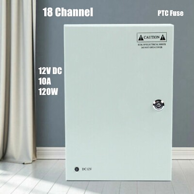 #ad New 18CH Channel CCTV Security Camera Power Supply Box 12V DC PTC Fuse 10A 120W $24.04