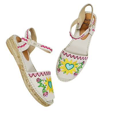 #ad NEW Toni Pons Vida Shoes 39 EU 8 8.5 US Embroidered Flower Peep toe Espadrille $79.99