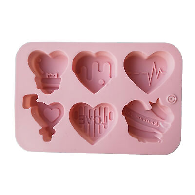 #ad Candy Mold Heart Shape Clear Texture 6 Cavity Cake Decorating Chocolate Mold $9.20