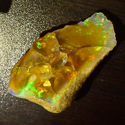 #ad 84.45 Ct Ethiopian Natural Oil Fire Opal Play Of Color Certified Gemstone Rough $70.71