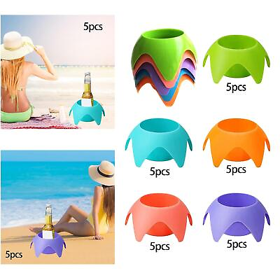 #ad 5Pcs Beach Drink Cup Holder Portable Multifunctional Beach Storage Rack for $17.74