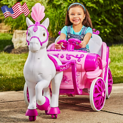#ad Disney Princess Royal Horse and Carriage Girls 6V Ride Toy Ages 3 $239.28