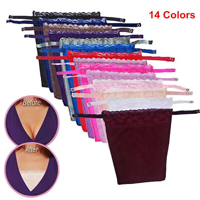 #ad 14 Colors Women#x27;s Lace Clip on Mock Camisole Bra Insert Overlay Modesty Panel $5.99
