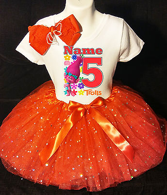 #ad Trolls Poppy 5th fifth 5 Birthday ***With NAME*** Red Tutu Dress Fast Shipping $20.54