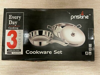 #ad Pristine Stainless Steel 3 Pcs Induction Base Cookware Set $39.99