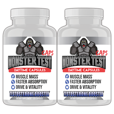 #ad #ad #1 Testosterone Test Booster Monster Test Caps Male Drive Men#x27;s Pills 120ct 2pk $21.99