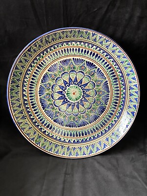 #ad Blue Clay large handmade plate Ceramic large handmade plate diameter 14.25 in $120.00