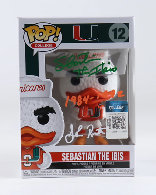 #ad John Routh Signed JSA Miami Hurricanes #12 Sebastian The Ibis Funko Pop Vinyl C $64.00