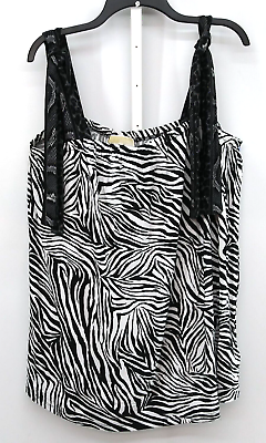 #ad Michael Kors Shirt Womens 1X Black Zebra Tank Top Blouse $15.20